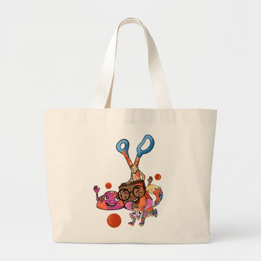 Rots, schaar, paperbag met splash grote tote bag (Voorkant)