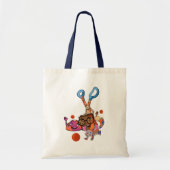 Rots, schaar, paperbag met splash tote bag (Voorkant)