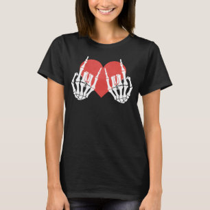 Rots Skelet Hart De geliefden Hart skelet hand T-shirt