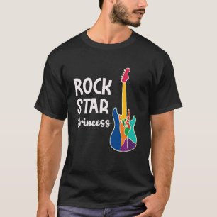 Rots Ster Prinses Kleurrijke Gitaar Muziek Liefheb T-shirt