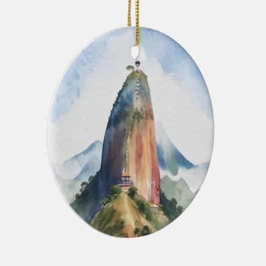 Rots van Guatape El Penon Colombia Waterverf Keramisch Ornament (Rechts)