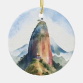 Rots van Guatape El Penon Colombia Waterverf Keramisch Ornament (Voorkant)