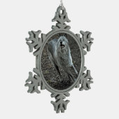 Rots Wolf Tin Sneeuwvlok Ornament (Links)