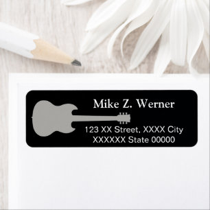 rots zwart van gitaarspeler etiket