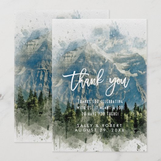 rotsachtig bergachtige bruiloft bedankkaart (Voorkant / Achterkant)