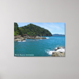rotsachtig zee strand landschap reis foto Indonesi Canvas Afdruk