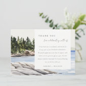 Rotsachtige dennenberg Watercolor Zeelandschap Bru Bedankkaart (Staand voorkant)