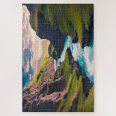 Rotsachtige kliffen en stromend water legpuzzel (Verticaal)