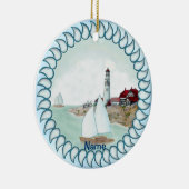 Rotsachtige vuurtorenornament keramisch ornament (Rechts)