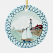 Rotsachtige vuurtorenornament keramisch ornament (Voorkant)