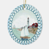 Rotsachtige vuurtorenornament keramisch ornament (Links)