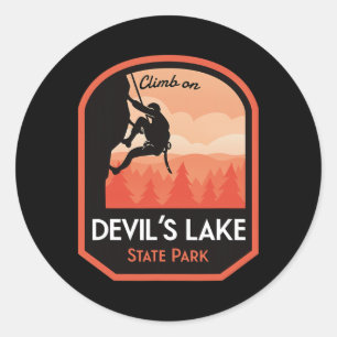 Rotsbeklimmen in Devils Lake State Park Ronde Sticker