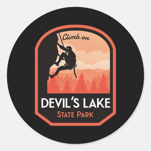 Rotsbeklimmen in Devils Lake State Park Ronde Sticker (Voorkant)