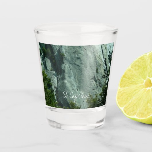 Rotsbeklimmers op El Capitan Shot Glas (Voorkant)