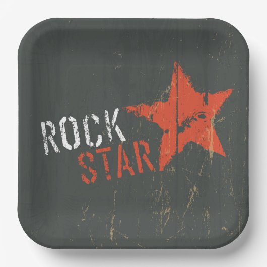 Rotselaar Distressed Grunge Rode Ster Papieren Bordje (Voorkant)