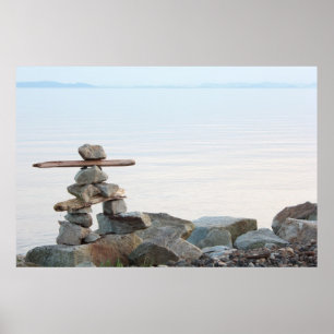 rotsen bij strand poster