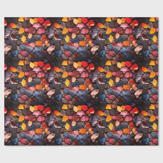 Rotsen en bladeren cadeaupapier (Vlak)