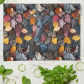 Rotsen en bladeren theedoek (Gevouwen)