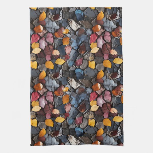 Rotsen en bladeren theedoek (Verticaal)