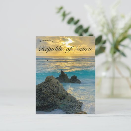 Rotsen en golven in Nauru Briefkaart (Staand voorkant)
