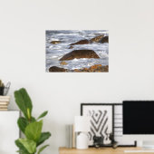 Rotsen en golven in Rhode Island Poster (Thuiskantoor)