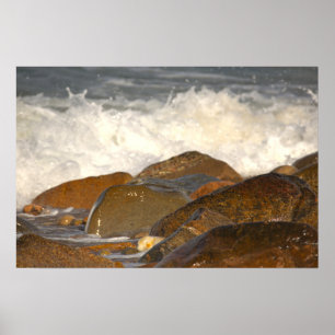 Rotsen en golven in Rhode Island Poster