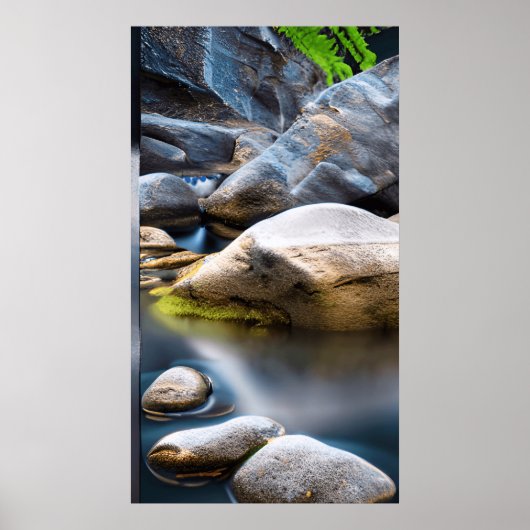 Rotsen en water rustige achtergrond poster (Voorkant)