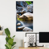 Rotsen en water rustige achtergrond poster (Thuiskantoor)