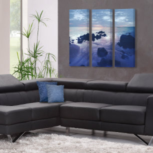 Rotsen in de oceaan 3-delig canvas afdruk