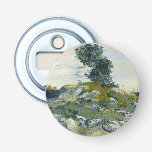 Rotsen met Eikenboom, Van Gogh Olie Schilderij Button Flesopener
