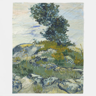 Rotsen met Eikenboom, Van Gogh Olie Schilderij Fleece Deken
