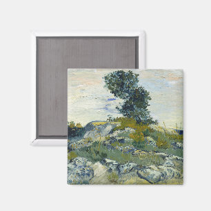 Rotsen met eikenboom, Van Gogh olieverfschilderij Magneet