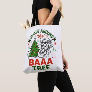 Rotsen rond de kerstboom met een koele kerstgeit tote bag