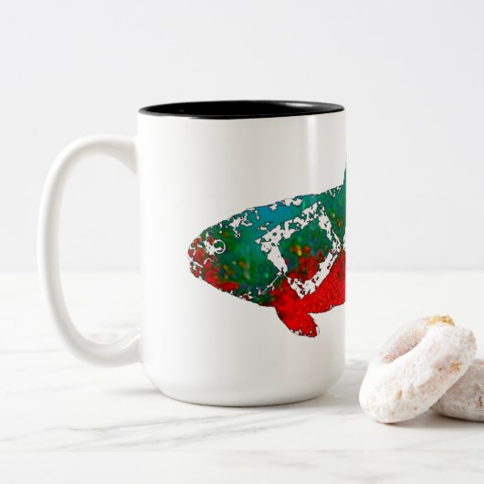 Rotsforel Tweekleurige Koffiemok (Met donut)
