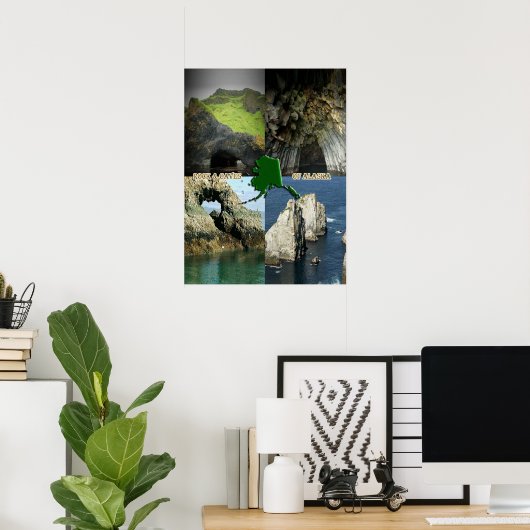 Rotsformaties en grotten in Alaska-collage Poster (Thuiskantoor)