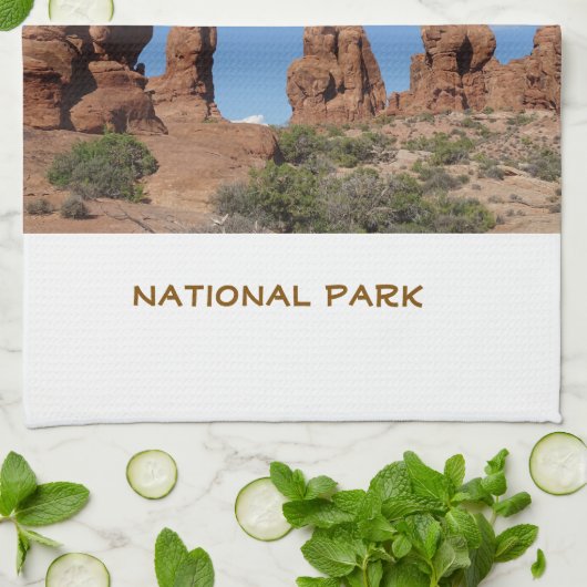 Rotsformaties in het Arches National Park Theedoek (Gevouwen)