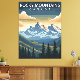 Rotsgebergte – Vintage Reisposter van Canada Canvas Afdruk