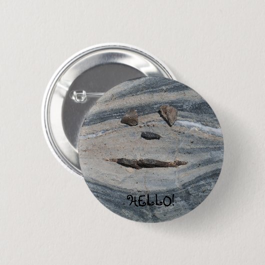 Rotsgezicht zegt hallo! ronde button 5,7 cm (Voorkant /achterkant)