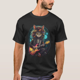 Rotskat die gitaar speelt Funny Gitaarkat voor man T-shirt