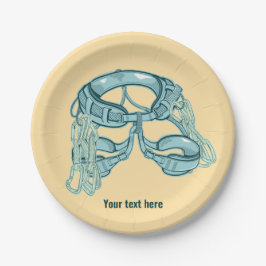 Rotsklimharnas met snelle trekkingen papieren bordje