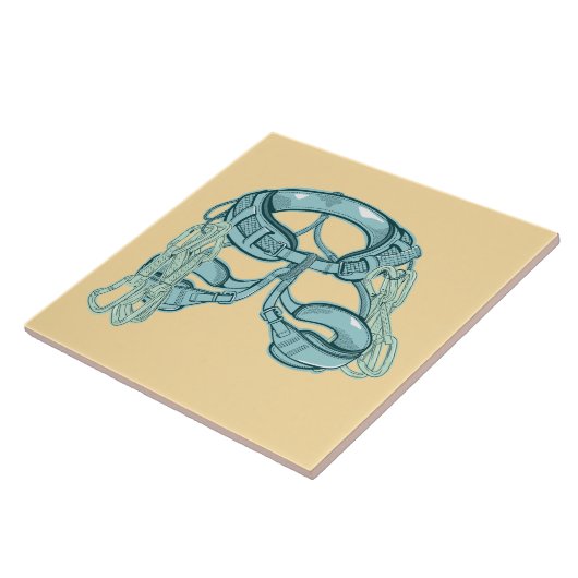 Rotsklimharnas met snelle trekkingen tegeltje (Zijkant)