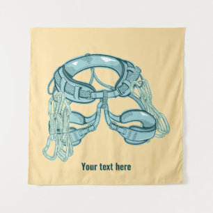 Rotsklimharnas met snelle trekkingen wandkleed