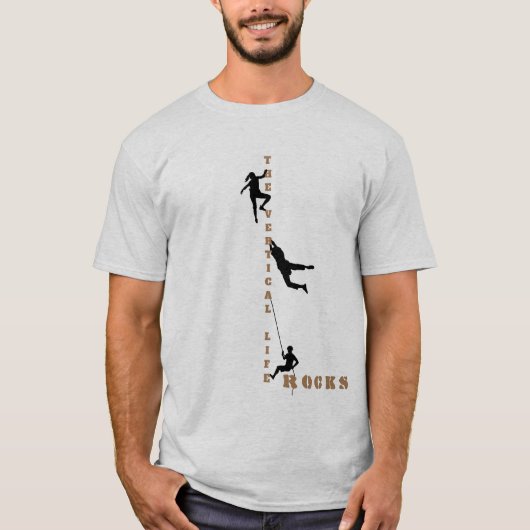 Rotsklimmen - Het Verticale Leven Rokt! T-shirt (Voorkant)