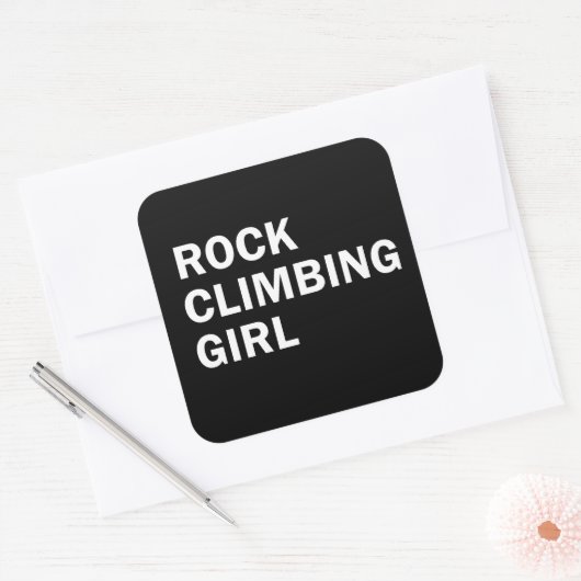 Rotsklimmen meisje rotsklimmen vierkante sticker (Envelop)
