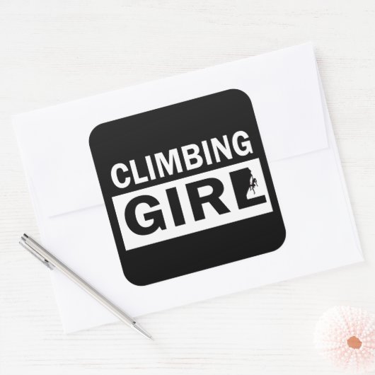 Rotsklimmen meisje rotsklimmen vierkante sticker (Envelop)