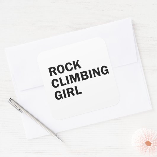 Rotsklimmen meisje rotsklimmen vierkante sticker (Envelop)