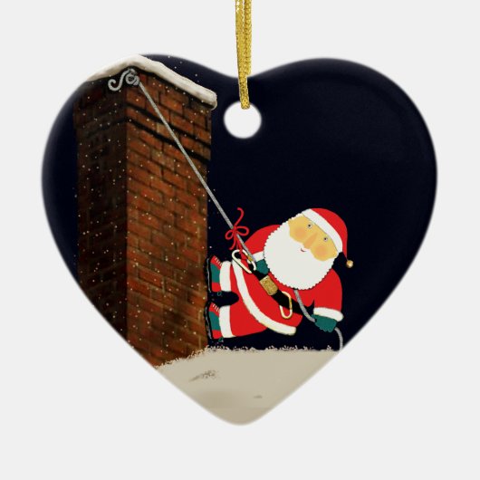 Rotsklimmen met kerstcadeau keramisch ornament (Voorkant)