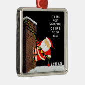 Rotsklimmen met kerstcadeau metalen ornament (Rechts)