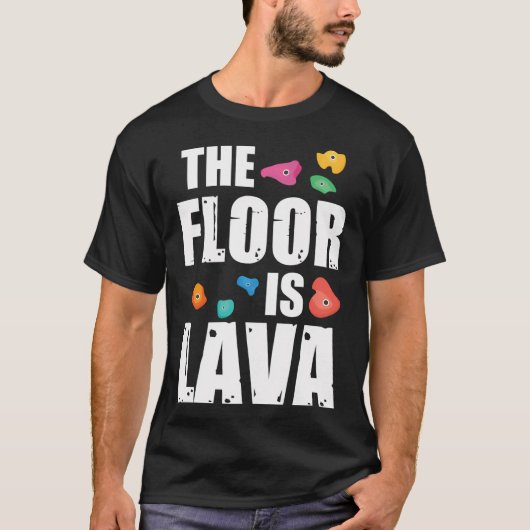 Rotsklimmen op de vloer is de lava Rock klim T-shirt (Voorkant)