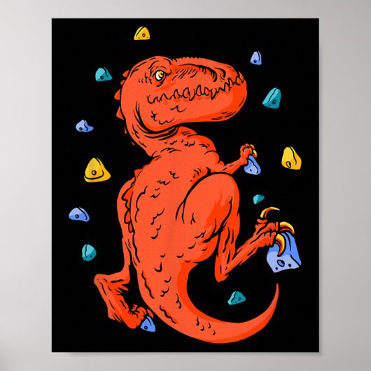 Rotsklimmen T-rex Dino Boulderen Poster (Voorkant)